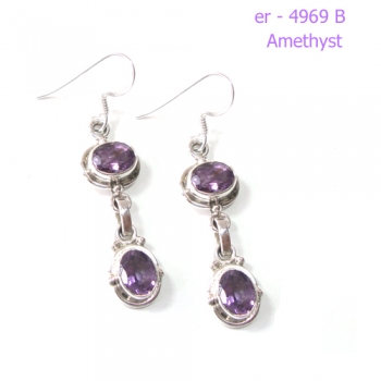 Pure silver purple amethyst dangle earrings